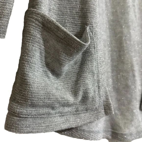 H&M Cardigan Youth Girls medium 8-10Y Grey Glitter Open Front Layering Pockets - Picture 4 of 7